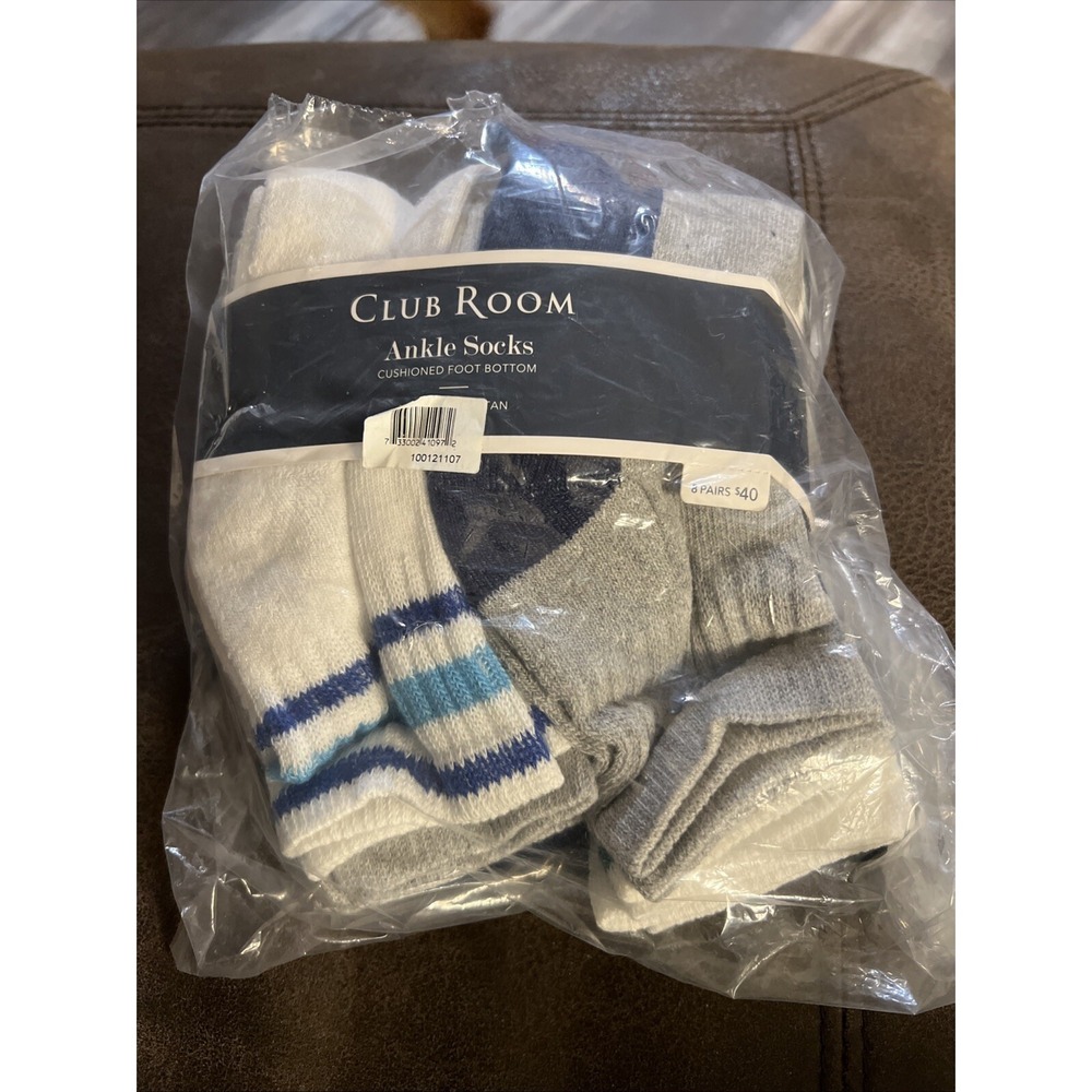 Club Room 8-Pack Ankle Socks Cushioned Foot Men's Shoe SZ 7-12 Sock SZ 10-13